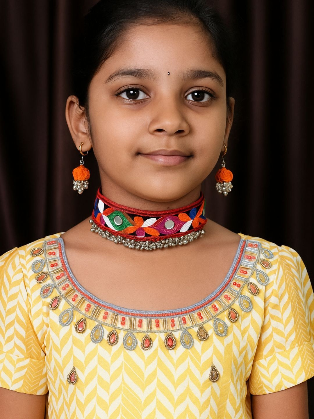 Kamule Girls Multicolour Choker with Earrings