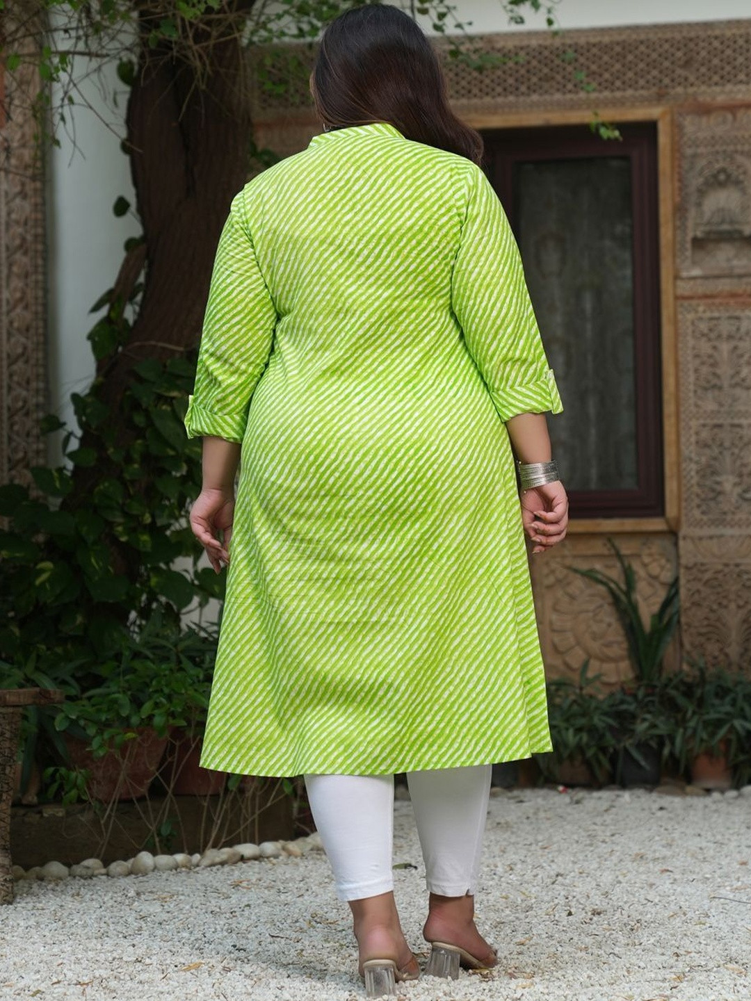 DIVASTRI Women Green Voile A-Line Kurtas