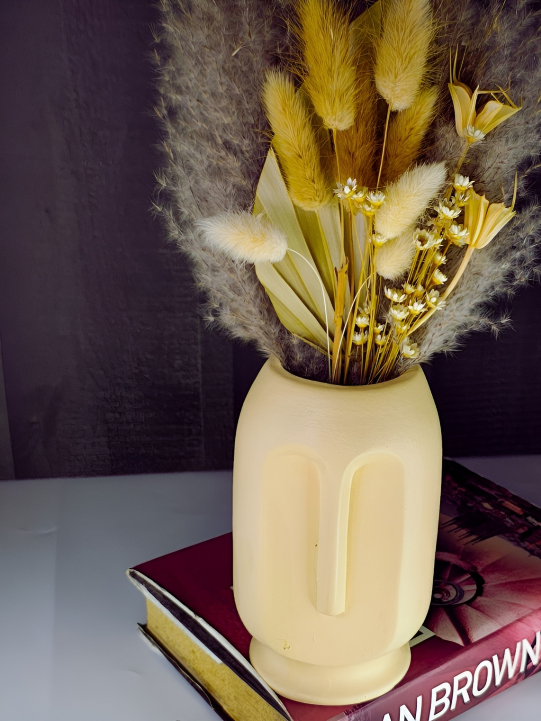 TheYUGO Beige Abstract Face Shaped Textured Ceramic Flower Vases