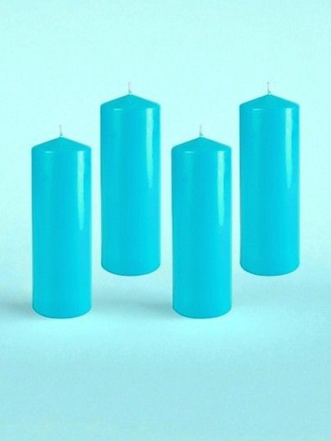 ASIDEA Turquoise Blue Set of 4 Pillar Candles