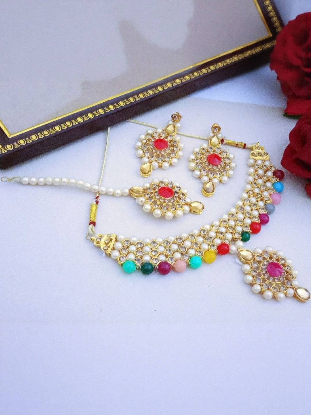 NAYANSH Unisex NA Alloy Artificial Stones Jewellery Set