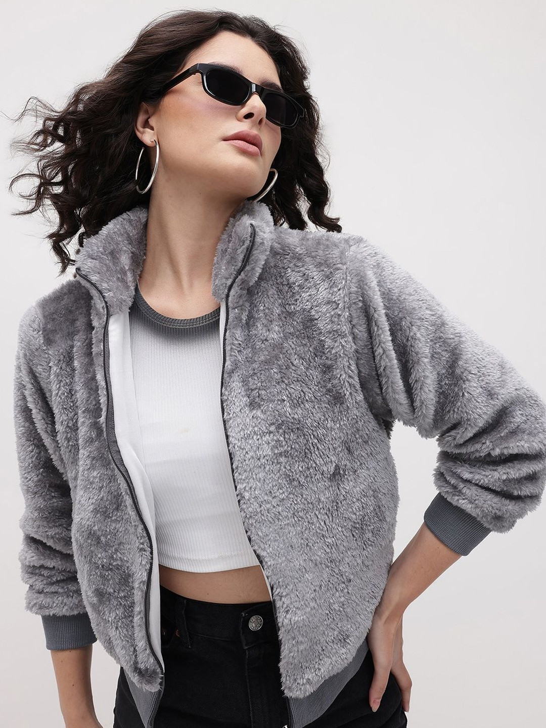 Roadster Women Grey Wool Sporty Jacket
