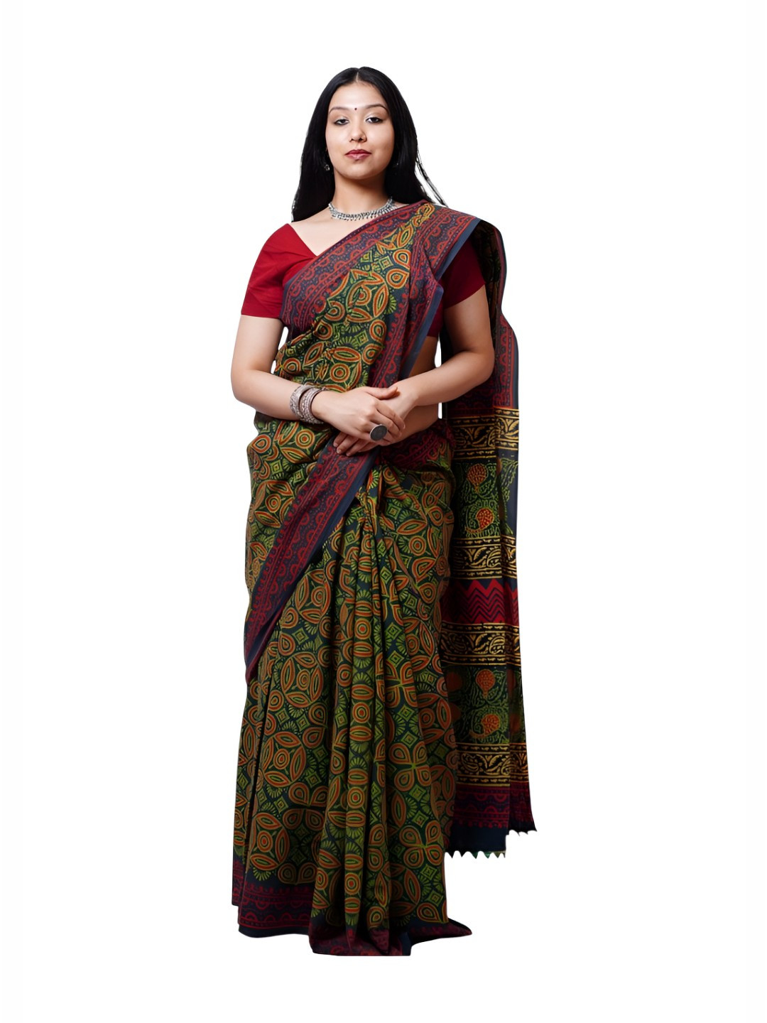 PRETANSHAH HariRachna Ethnic Motifs Printed Pure Cotton Saree