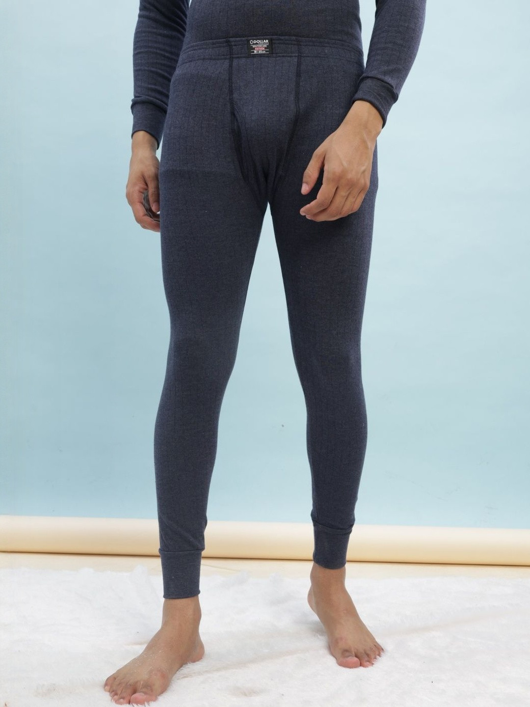 Dollar Men Blue Solid Thermal UE Trouser