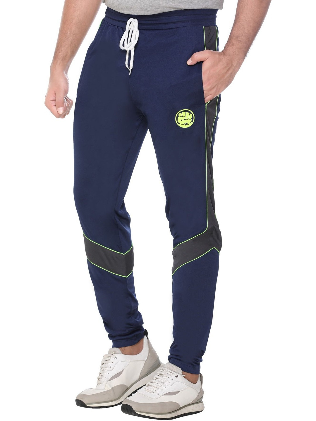 LEE BONEE Men Navy Blue Polyester Training or Gym Track Pants