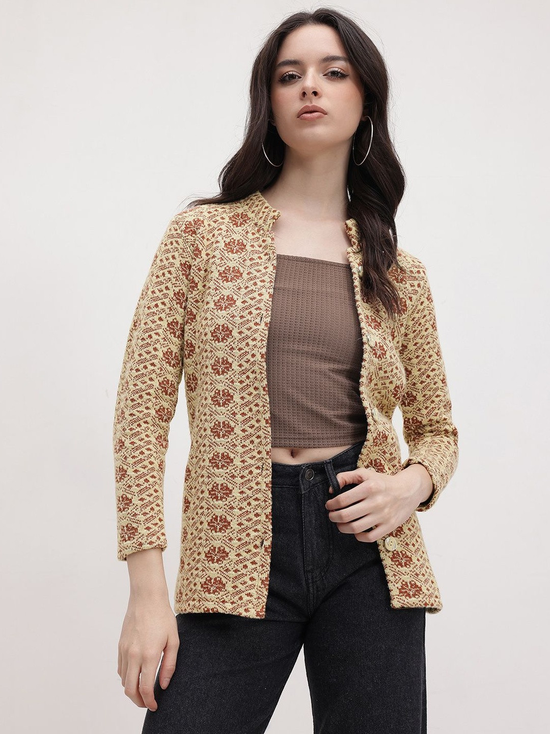 Roadster Women Brown Wool Cardigan Sweaters