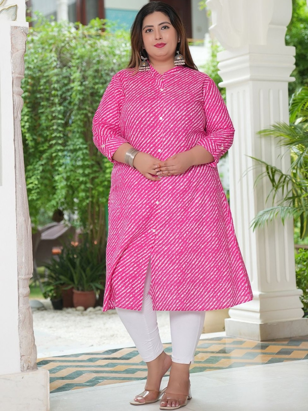 DIVASTRI Women Pink Voile A-Line Kurtas