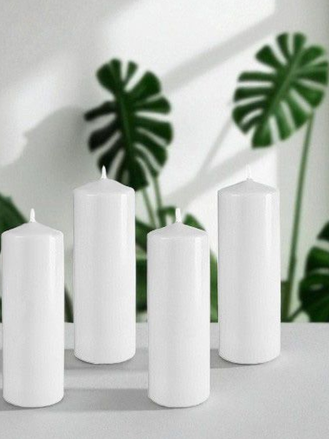 ASIDEA Set of 4 White Pillar Candles