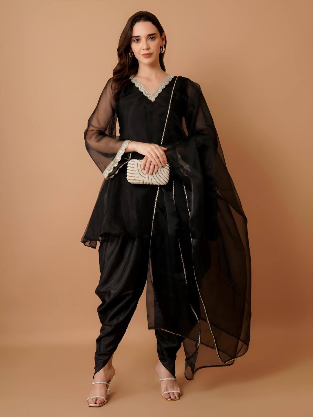 Magnetism Women Solid A-Line Kurta with Dhoti Pants & Dupatta