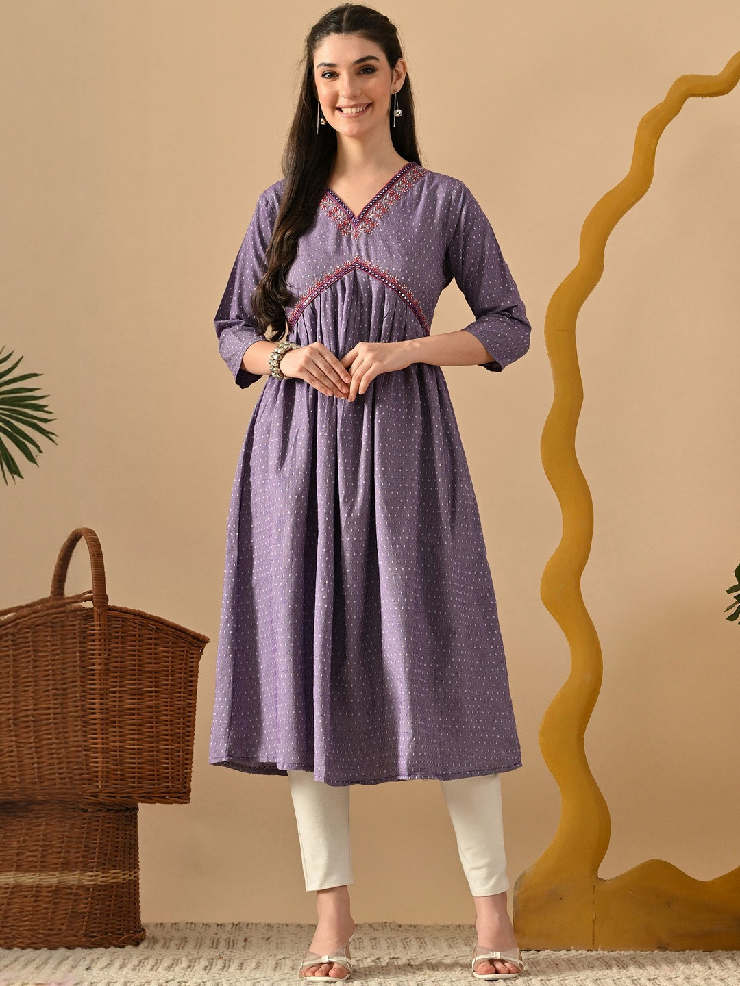 DIZON Women Purple  Anarkali Kurtas