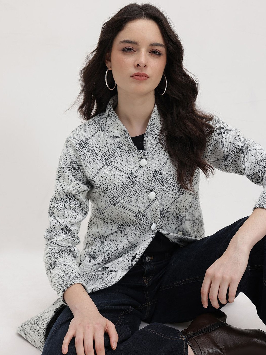 Roadster Women White Wool Cardigan Sweaters