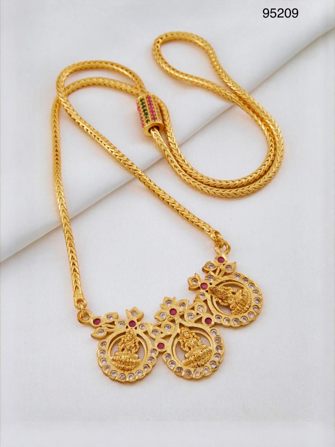 SAT KAIVAL FASHION Gold-Plated Artificial Stones Studded Mangalsutra