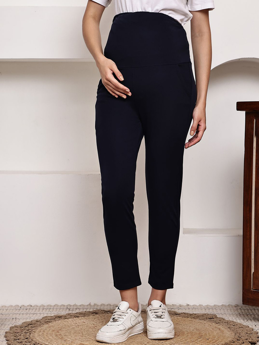 WELL KEPT Women Solid Slip-On Maternity Track Pants