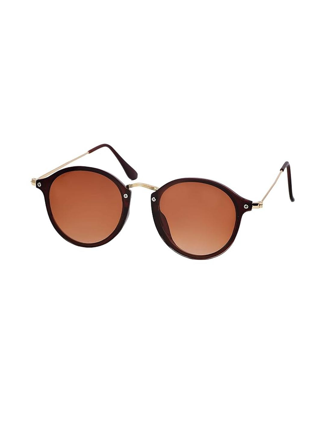 Arzonai Unisex Brown Lens & Brown Round Plastic Sunglasses