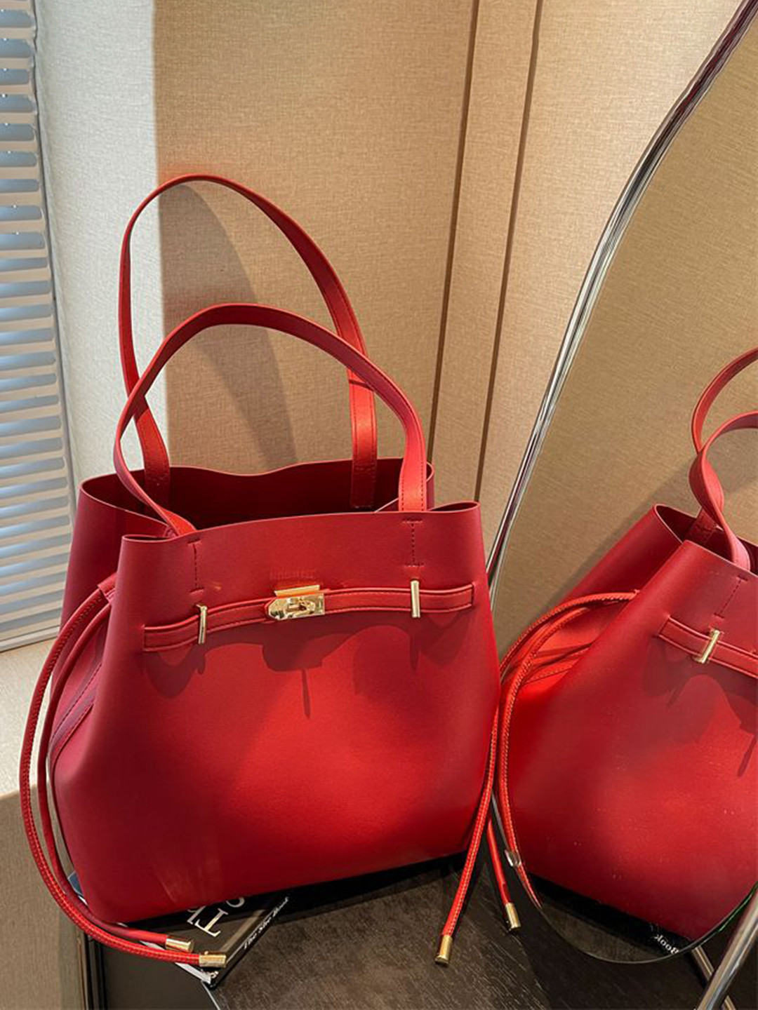 CORSICA Bucket Two Handles Applique Handheld Bag With Non-Detachable Sling Strap