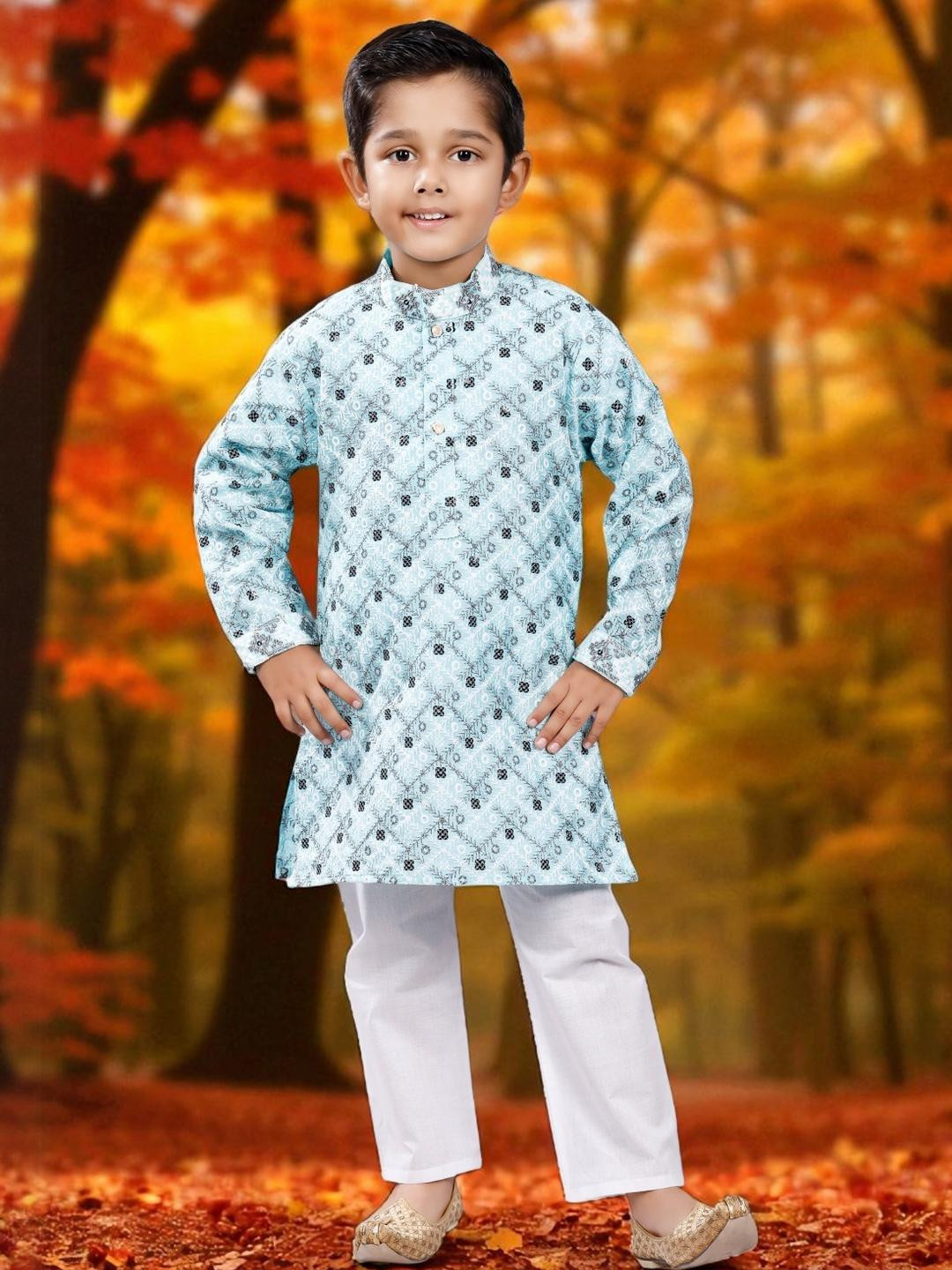 Smuktar garments Boys Printed Kurta & Pyajama Set