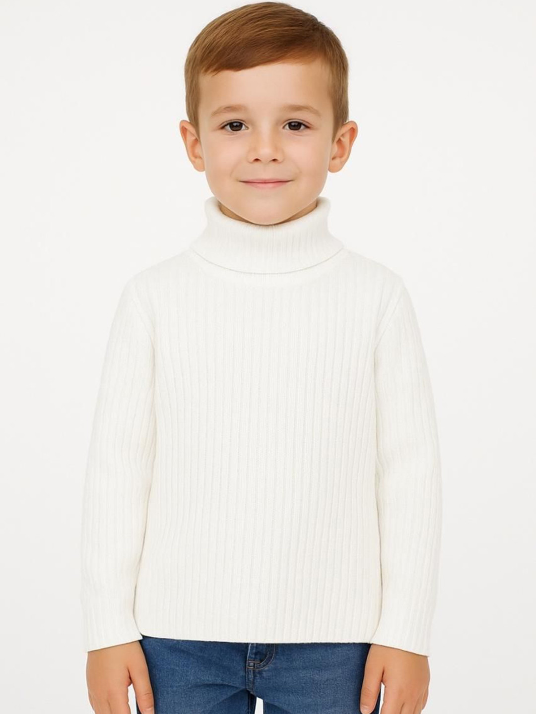 NEO10 Boys Ribbed High Neck Cotton Sweater