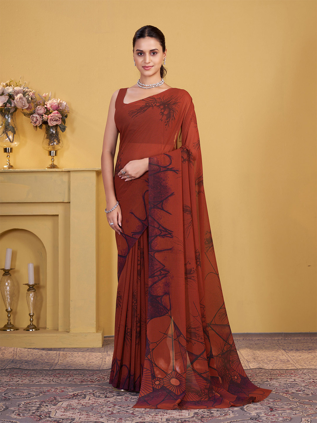 Garden Vareli Abstract Printed Pure Georgette Saree