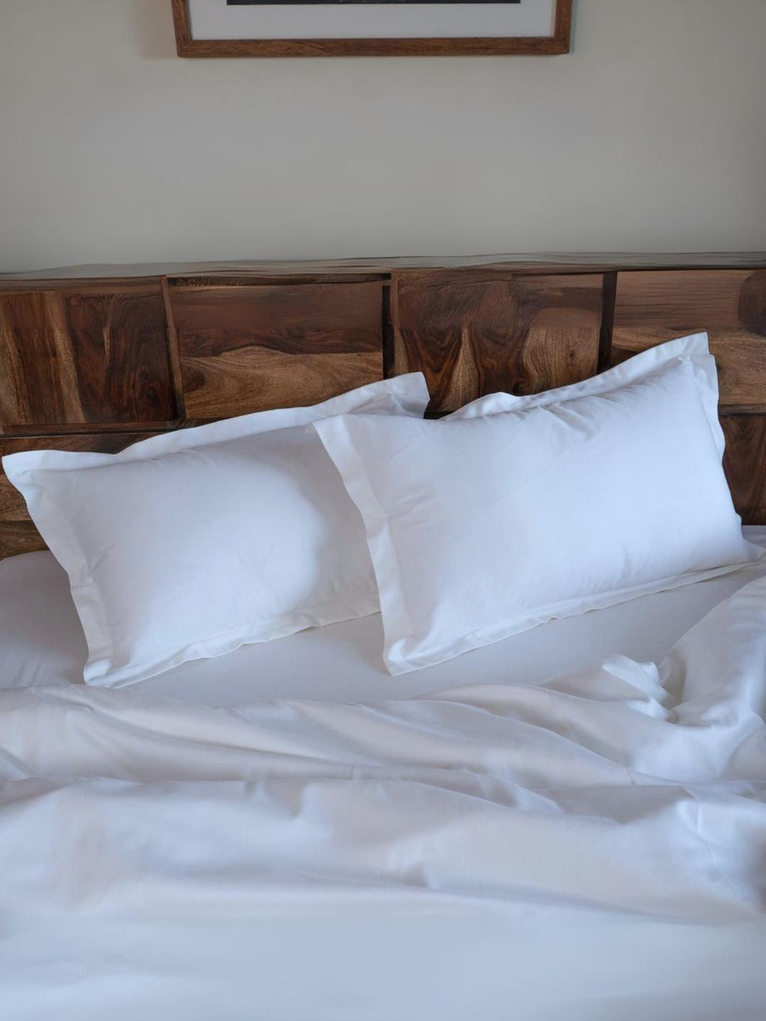 Home Prides White 2 Pieces Solid Pure Cotton Rectangle Pillow Covers