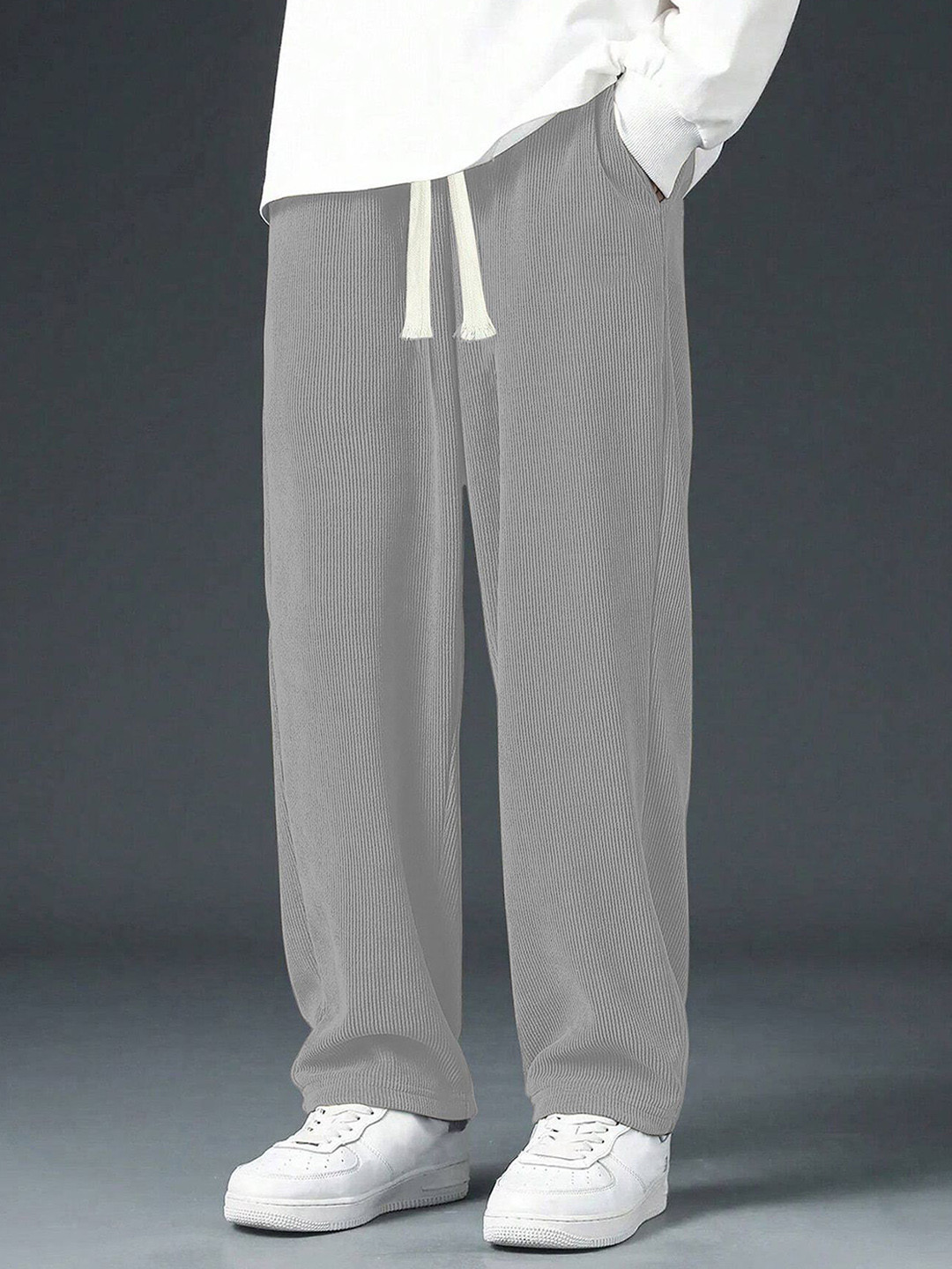 KAJARU Men Relaxed Fit Textured Track Pants