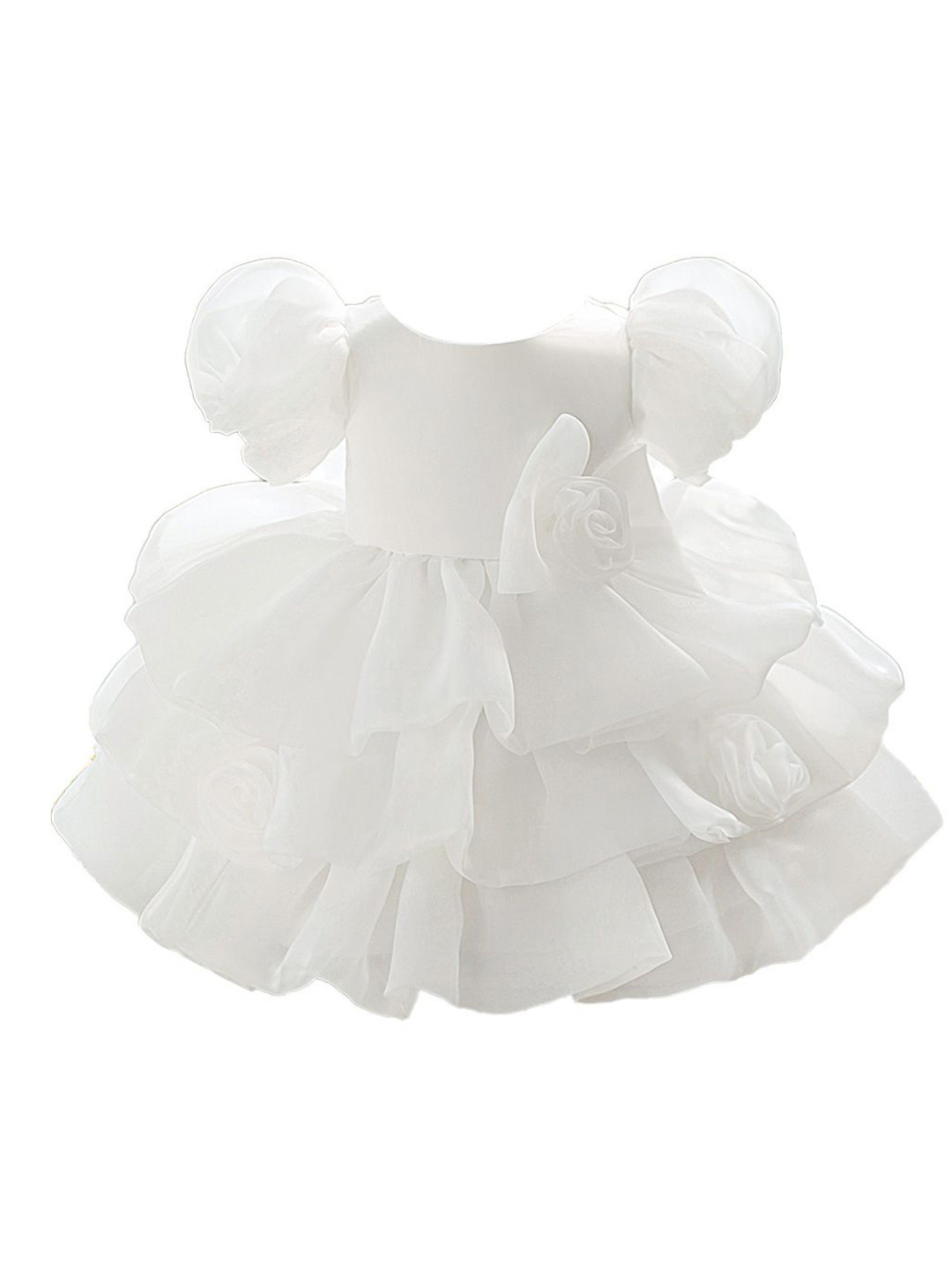 StyleCast x Revolte Girls Layered Bows Puff Sleeve Fit & Flare Maxi Dress