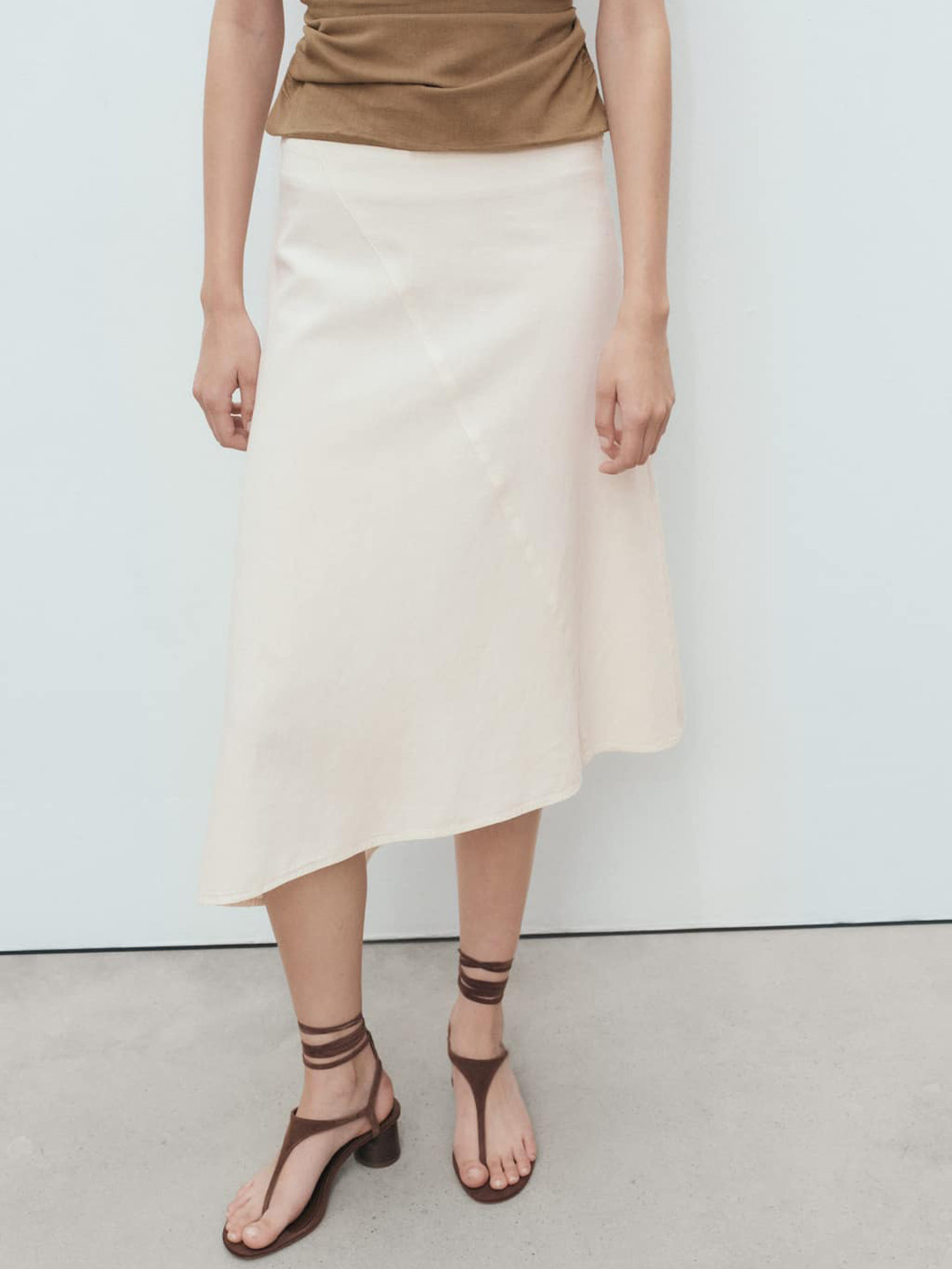 MANGO Asymmetrical Midi A-Line Skirt