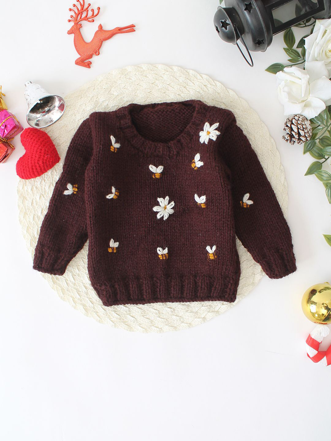 Woonie Kids Floral Embroidered Long Sleeve Cardigan