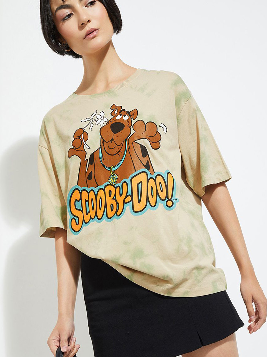 max Women Scooby-Doo Graphic Printed Round Neck Pure Cotton Oversized T-shirt