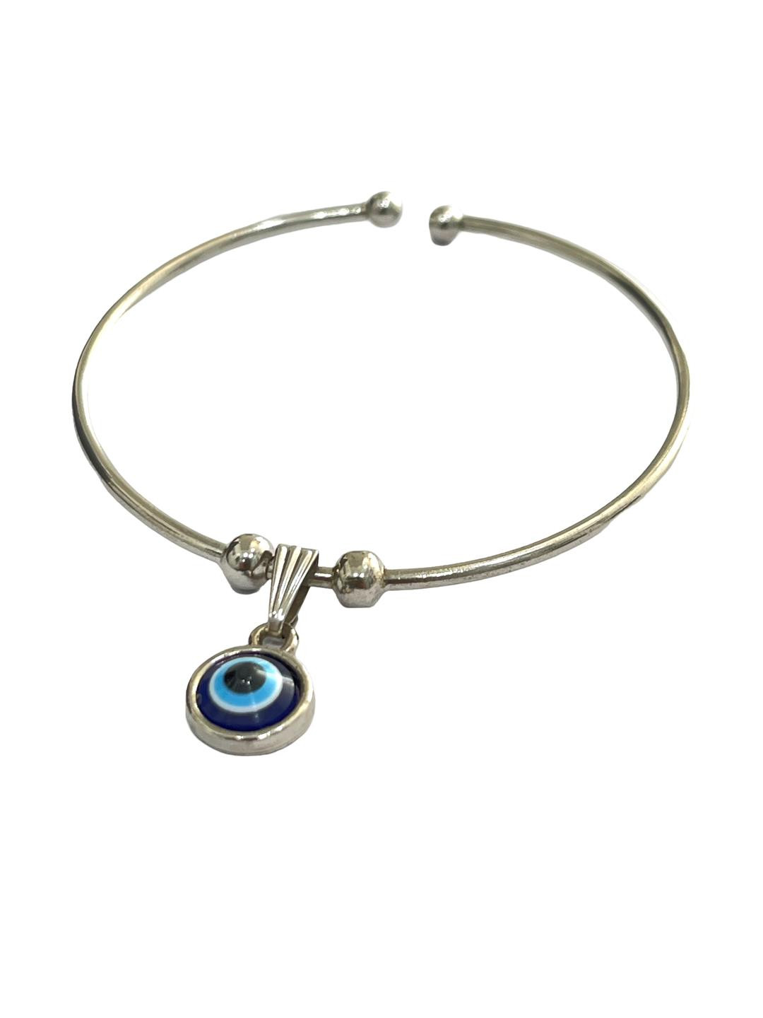 J D Jewellers Girls Pair Of 2 Evil Eye Antique Silver-Plated Kada Bracelet