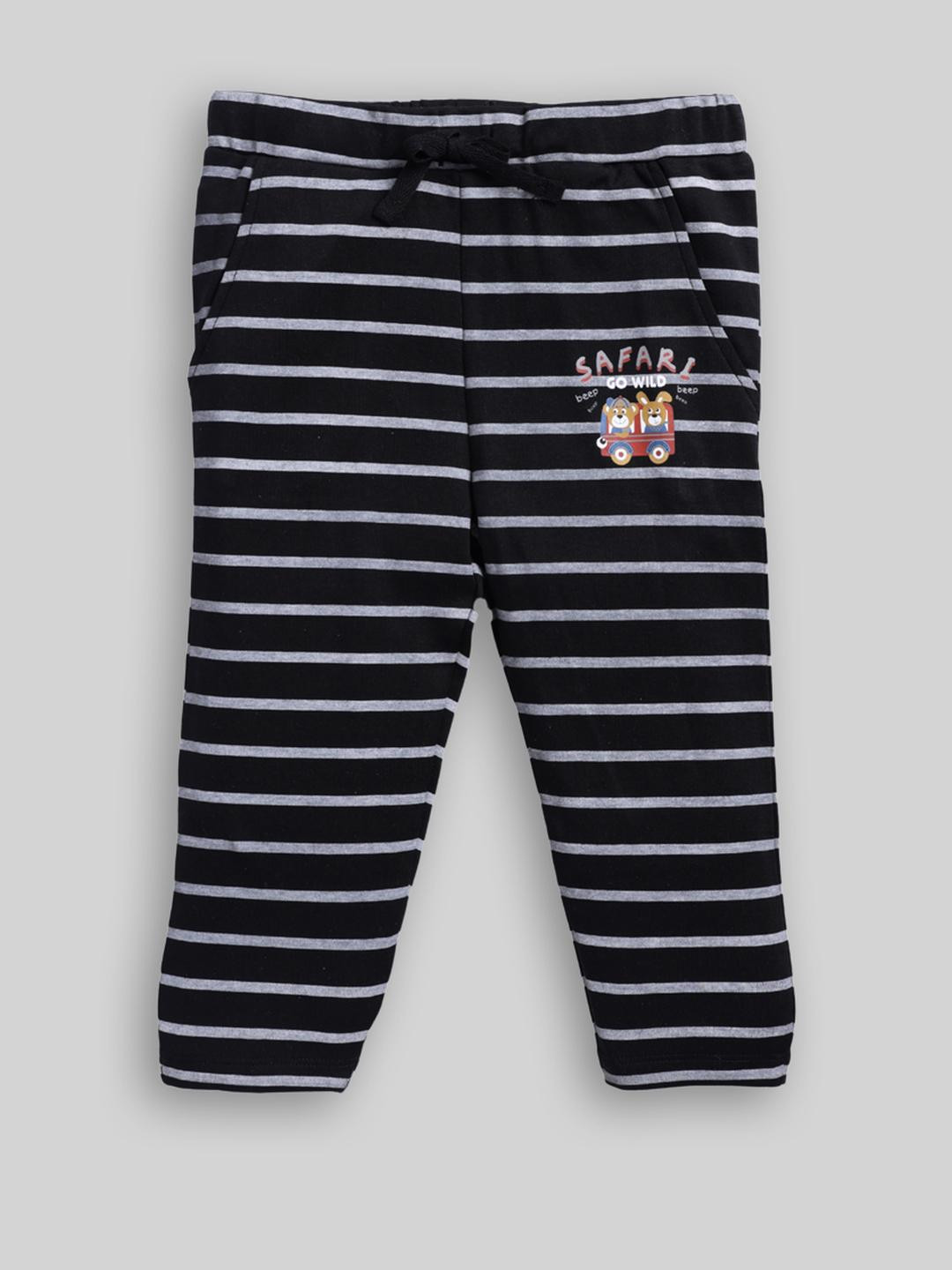 Awbabie Boy Cotton Black Striped Track Pant