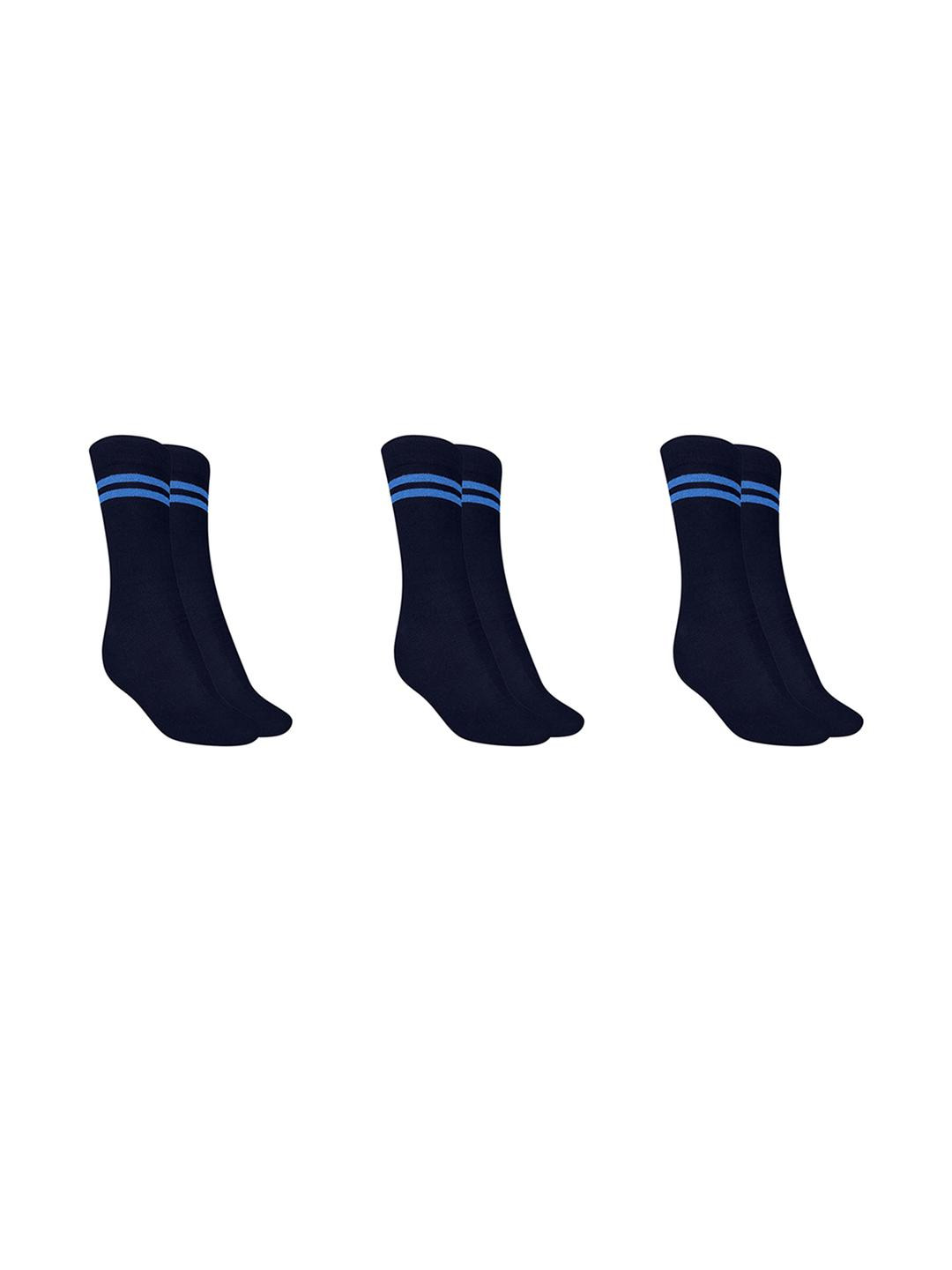 MUKHAKSH Pack of 3 Girls Navy Blue Calf Length Socks