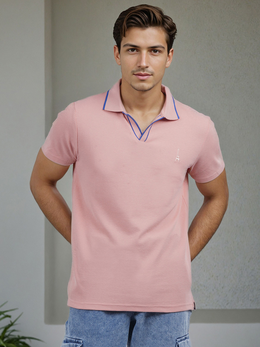 Celio Solid Polo Collar Cotton Polyester T-shirt