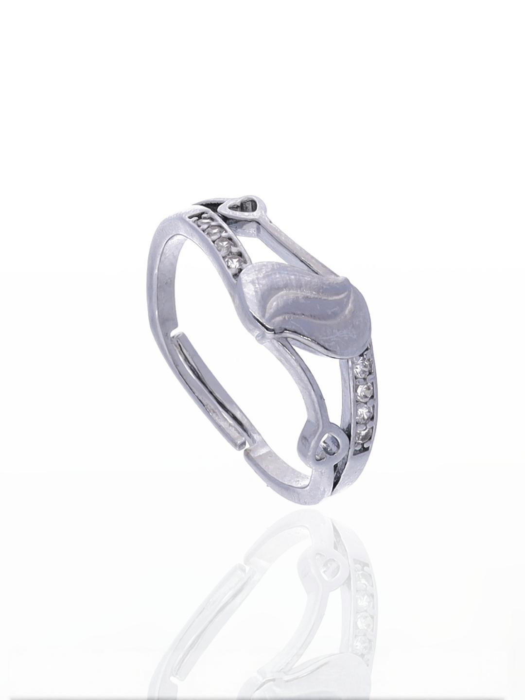 Anouk Silver-Toned Ring with Twin Open Hearts CZ Detailing Adjustable Ring