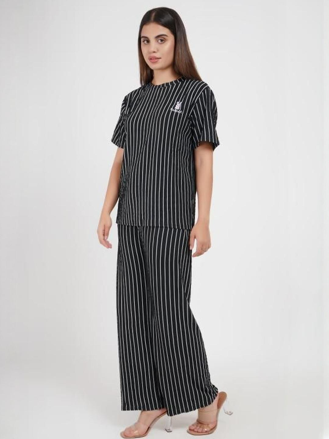 Stem Rope Striped Round Neck Co-Ords
