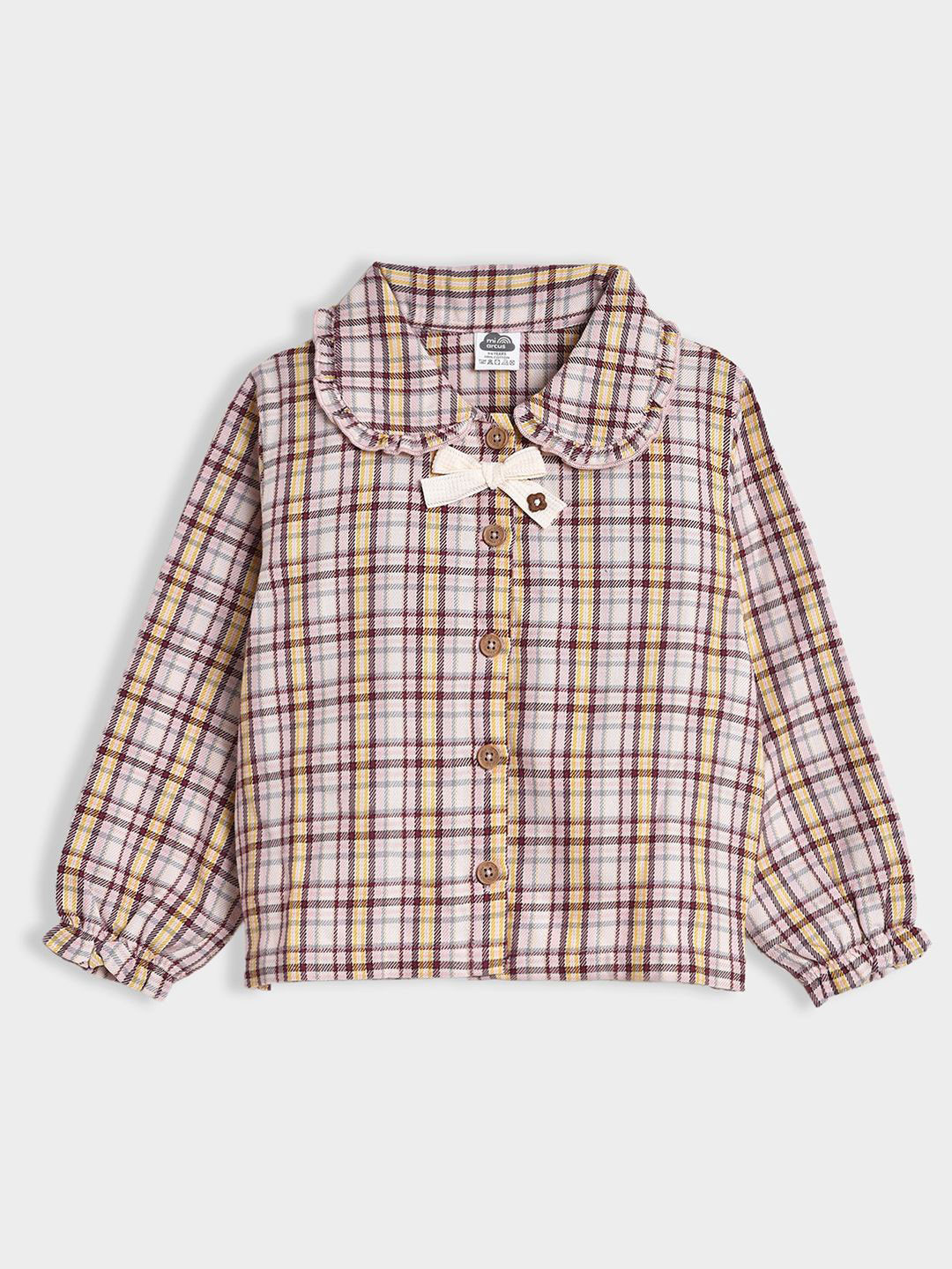 MiArcus Girls Tartan Checked Peter Pan Collar Casual Shirt