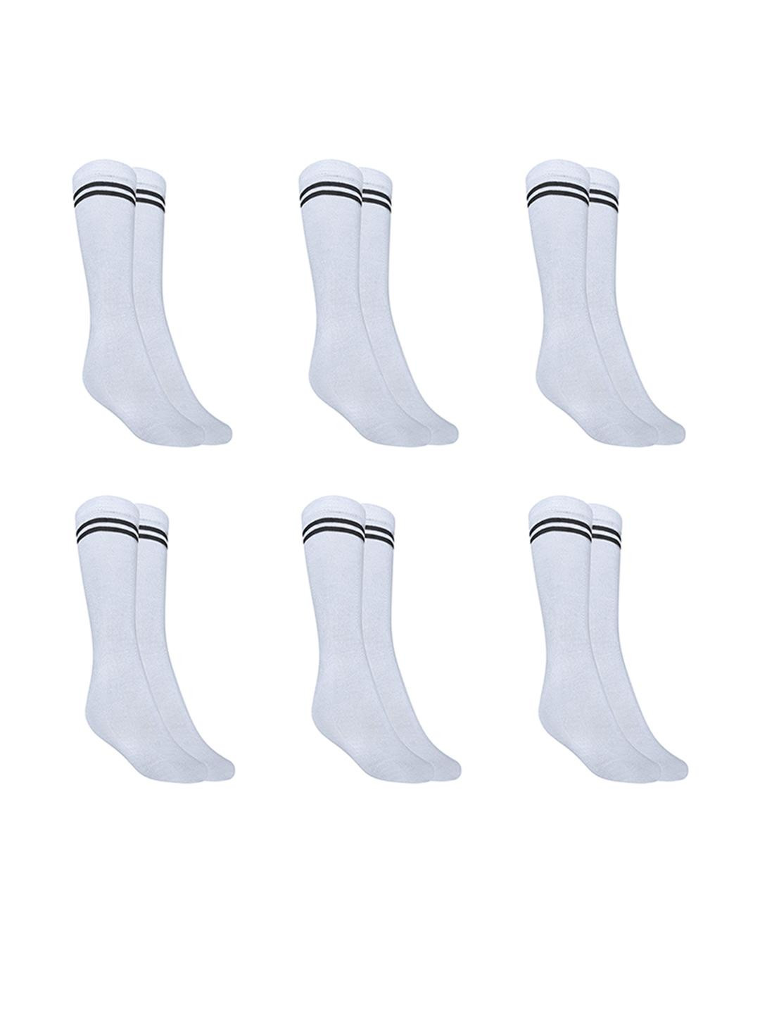 MUKHAKSH Girls Pack Of 6 White Calf Length School Socks