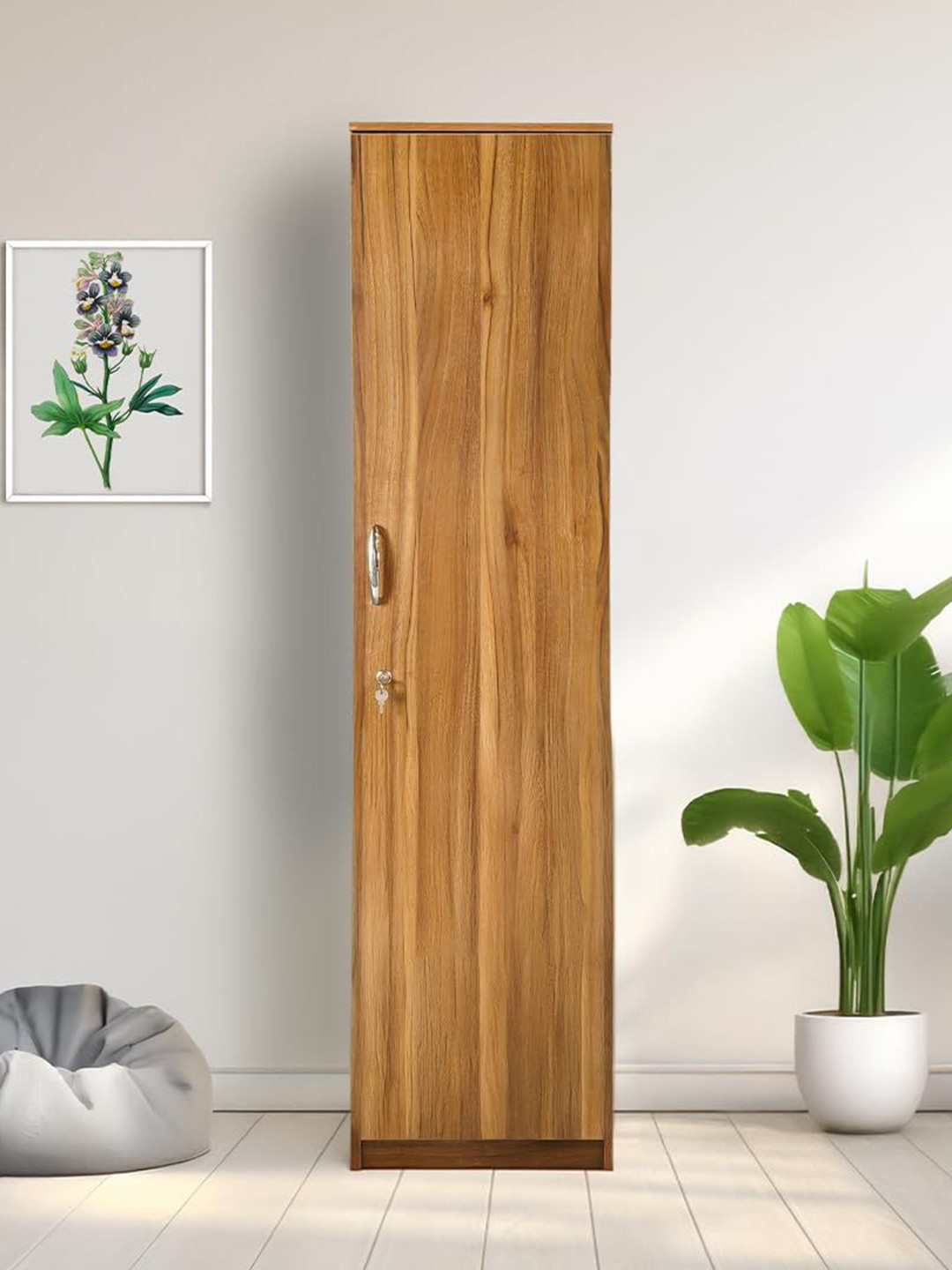 Kik Brown Brown 4 Shelves Optima Leon Teak Termite Resistant Wooden Wardrobe