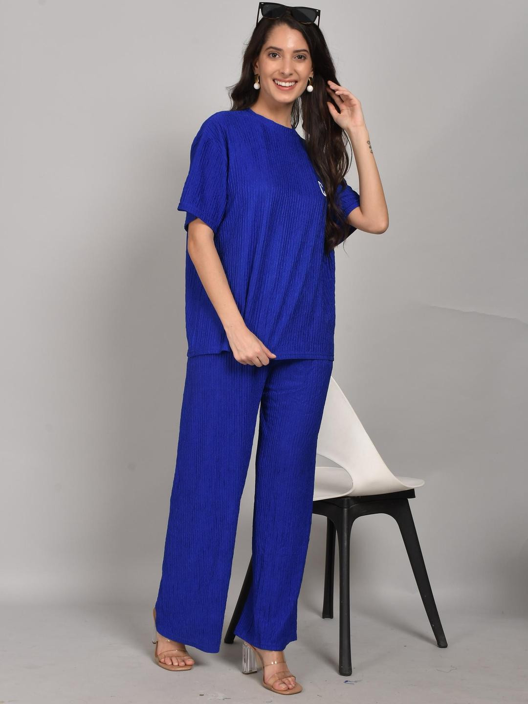 Stem Rope Round Neck Short Sleeves T-shirt With Trousers