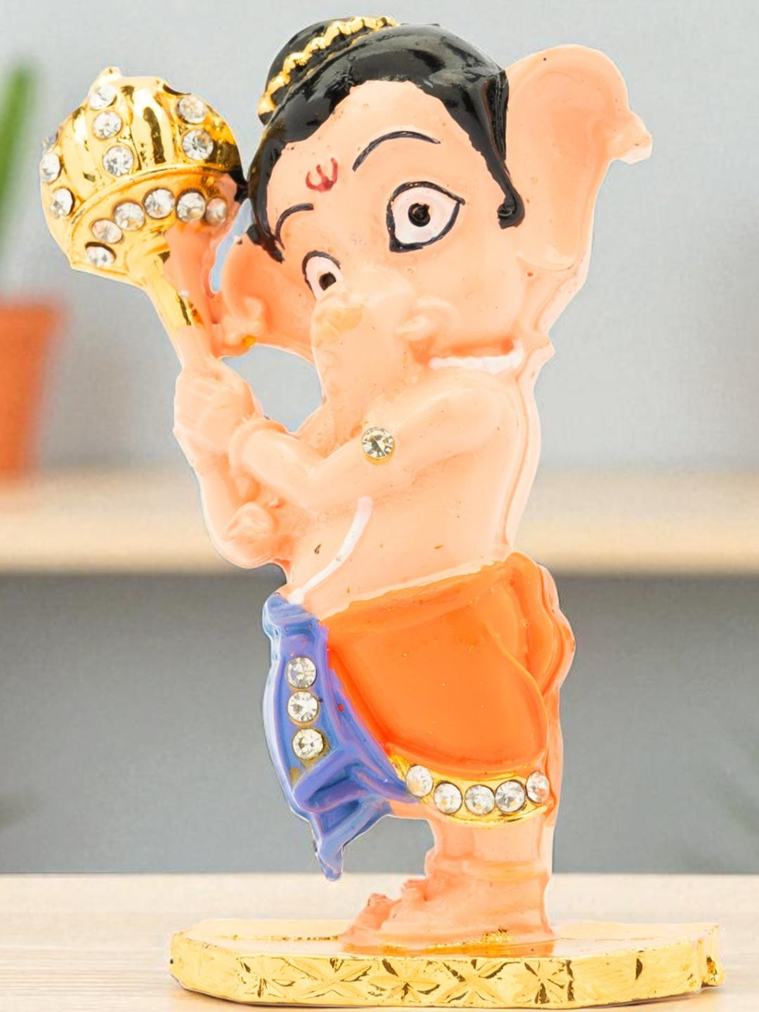 Kulin Multicoloured Religious Cute Bal Ganesha Idol with Gada Idol Showpiece