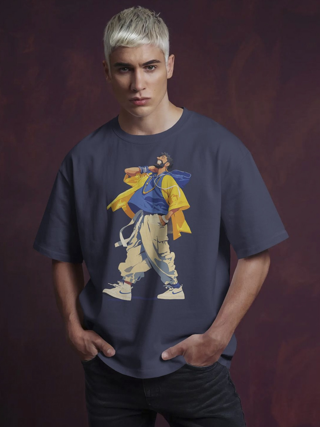 SENO TEX Graphic Printed Oversized Cotton T-shirt