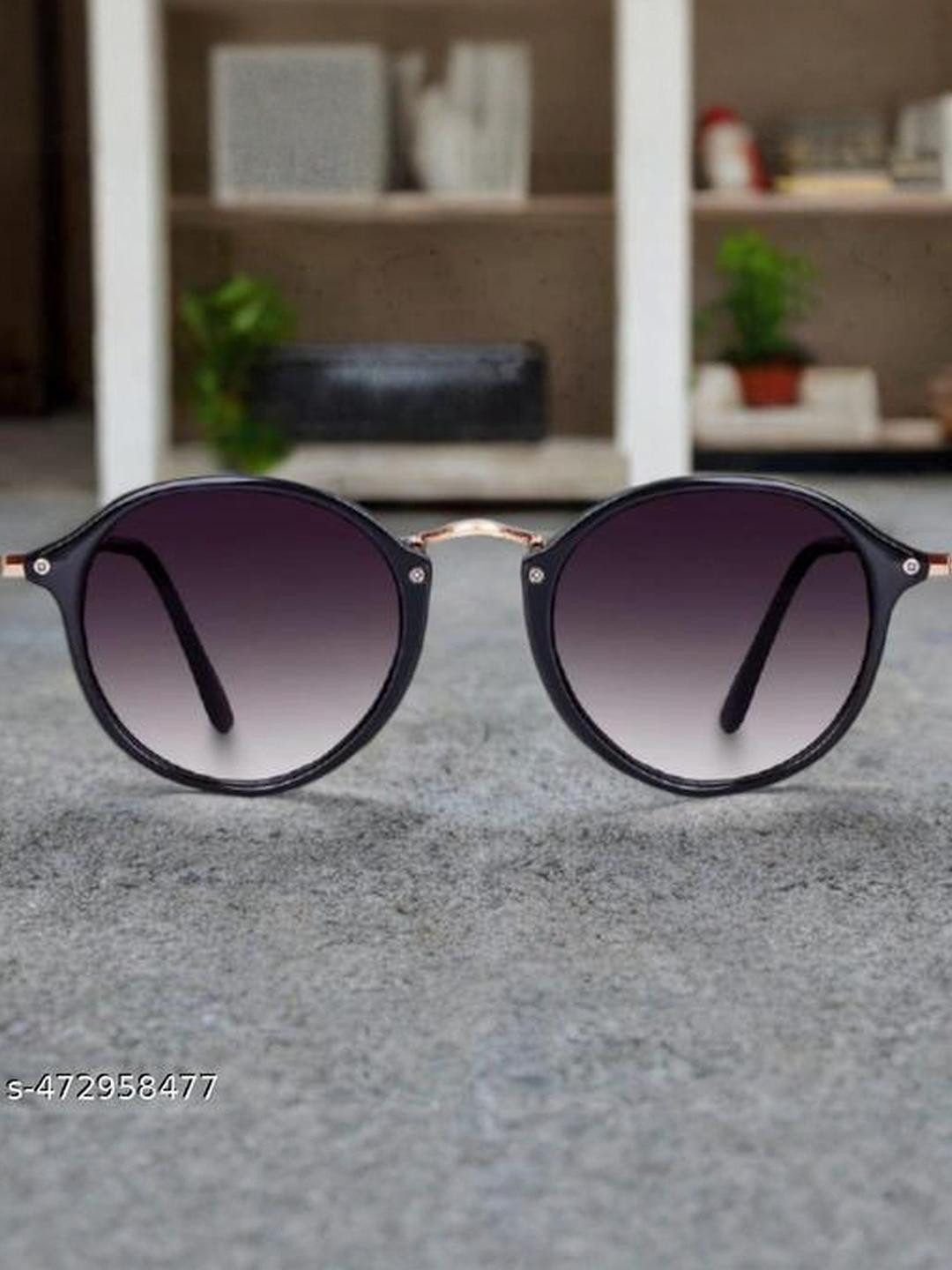 Arzonai Unisex Black UV Protected Lens Oval Shape Sunglasses