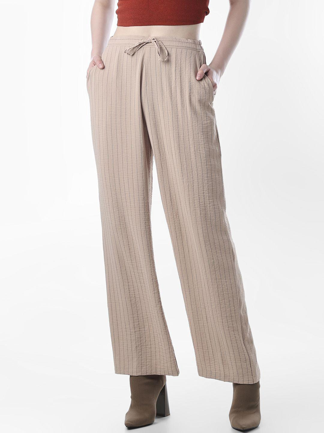 ONLY Women Striped Straight Fit High-Rise Trouser