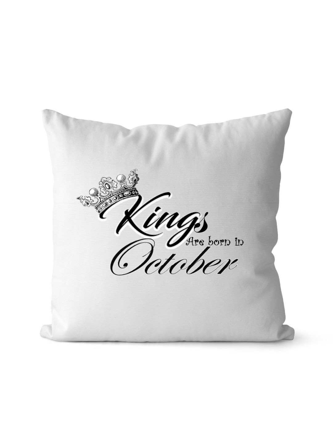 Loops n knots White & Black King Crown Printed Square Shaped Cushion With Filler