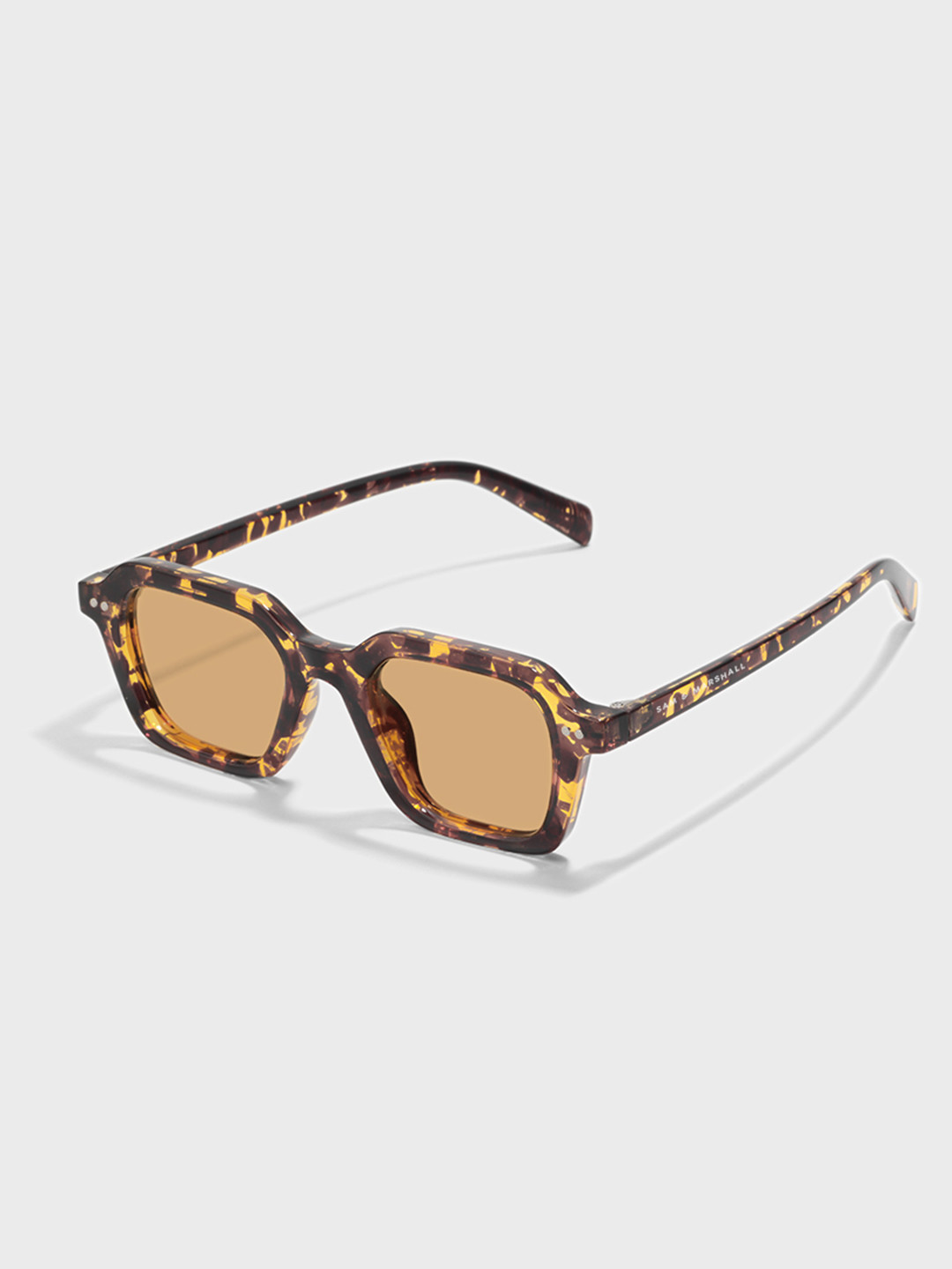 SAM & MARSHALL Unisex Brown Lens & Black Square Sunglasses with UV Protected Lens