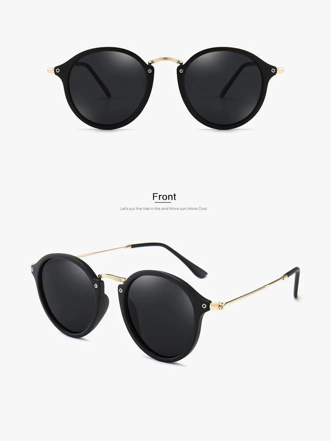 Arzonai Unisex Round  Black Sunglasses & Black Lens With UV Protected Lens