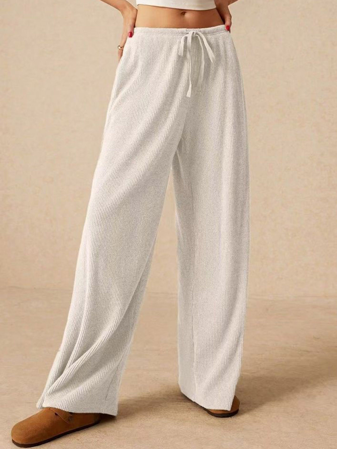 LULU & SKY Women Self Design Mid-Rise Flared Lounge Pants