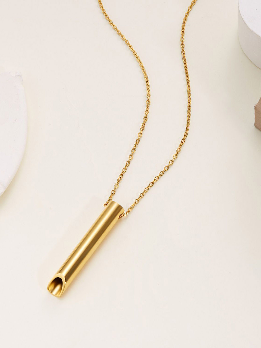 MYKI Unisex Stainless Steel Anti-Tarnish Tube Pendant With Chain