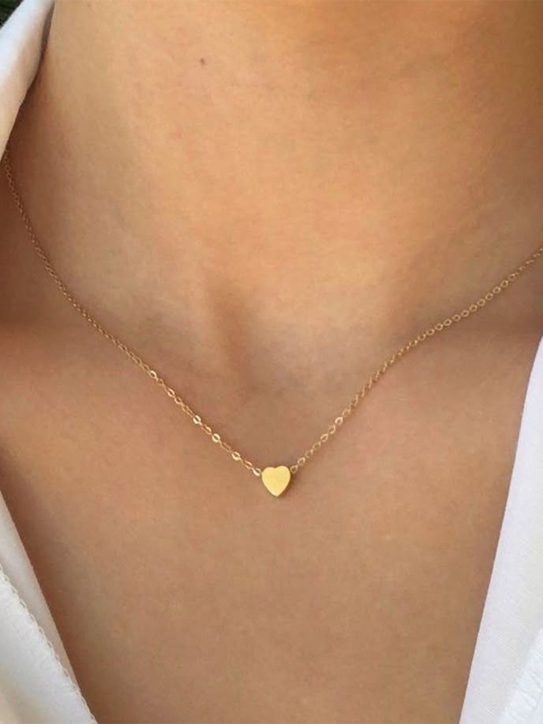 DHARM JEWELS Gold-Plated Heart Shaped Minimal Chain