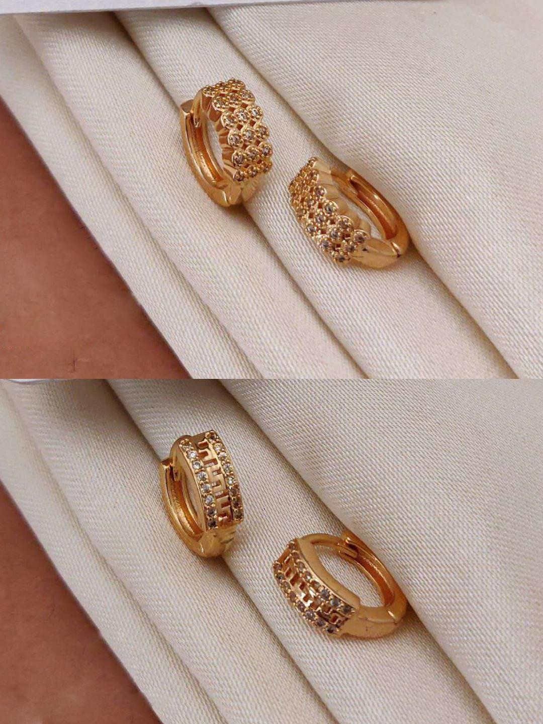 TACORRY Gold-Plated Copper Cubic Zirconia Hoop Earrings