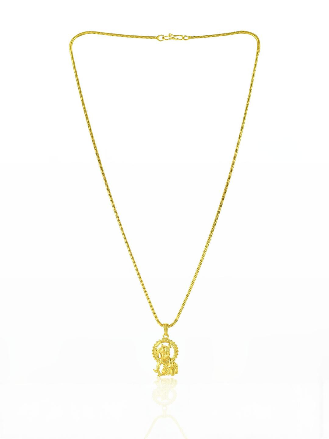 PYR FASHION Gold-Plated Lord Krishna Temple Pendant With Chain